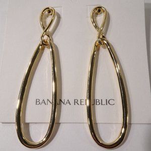 Banana Republic Metallic Gold Infinity Hoop Earrings NWT 45